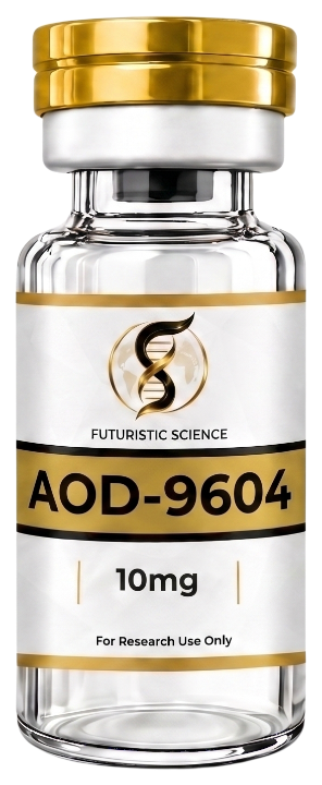 Aod 9604 research peptide vial by Futuristic Science – For Research Use Only