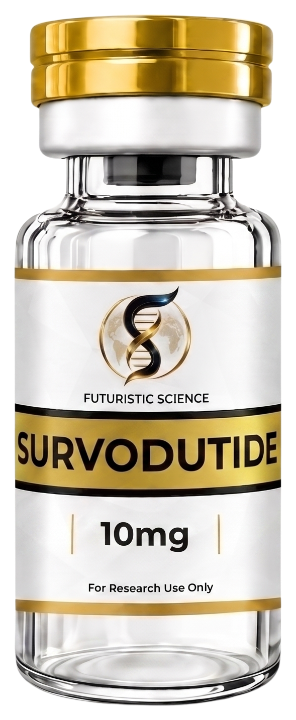 Survodutide research peptide vial by Futuristic Science – For Research Use Only